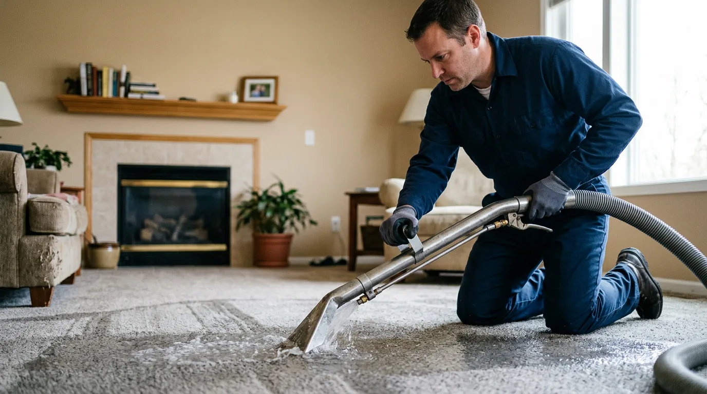 Water damage restoration technician working near Bella Vista, AR